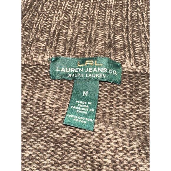 Lauren Ralph Lauren Knit Cardigan Button up Elbow Patches Pockets Brown M - Picture 3 of 11